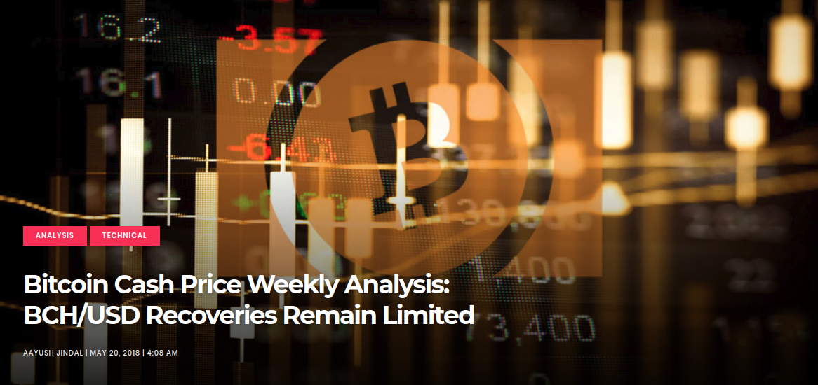 Bitcoin Cash Price Weekly Analysis: BCH/USD Recoveries Remain Limited